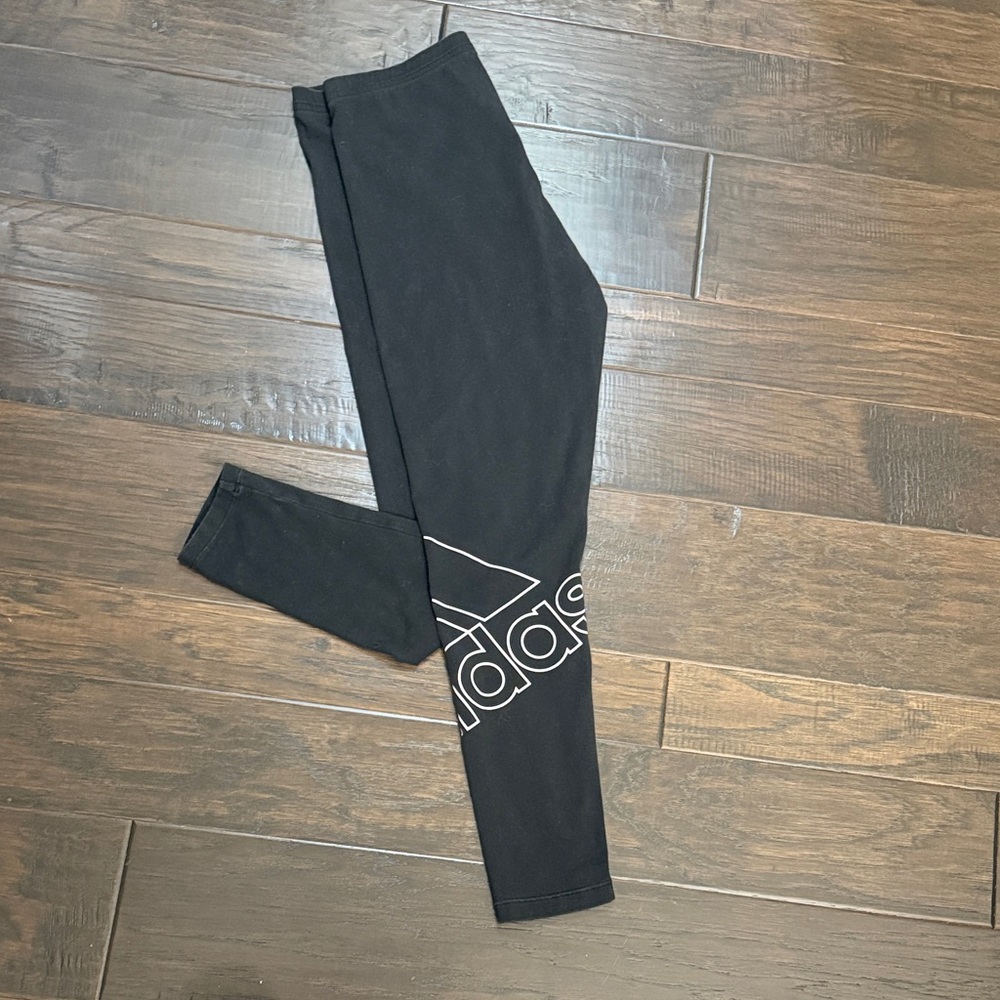 adidas Black Leggings with White Logo